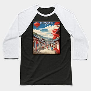 Cheongju South Korea Travel Tourism Retro Vintage Baseball T-Shirt